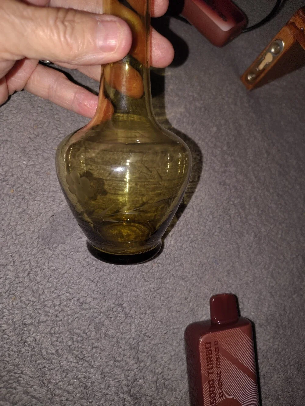 Vintage Bohemian Venetian Amber Glass Bud Vase